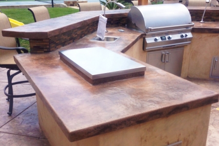 Backyard Custom Concrete Countertop Barbecue Setup