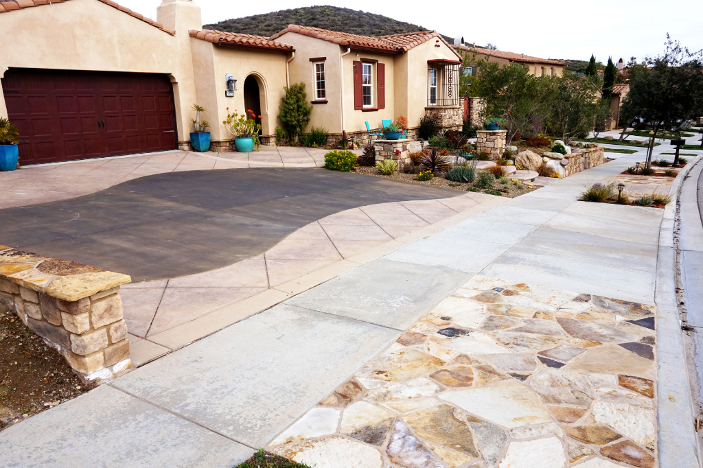 Stamped Concrete Driveway and sidewalk features