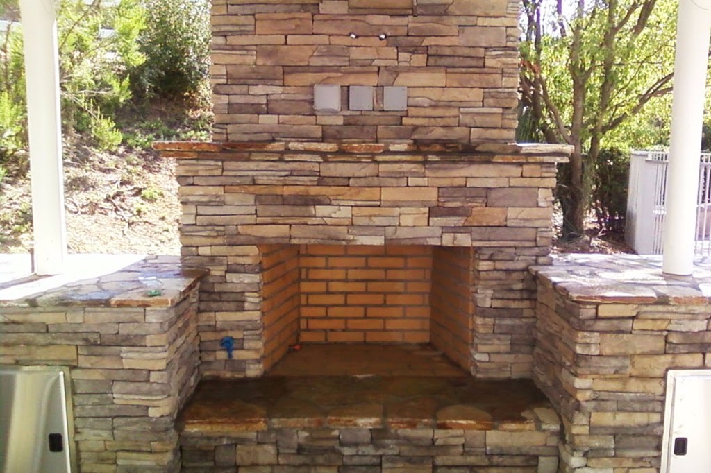 Outdoor Stone Fireplace