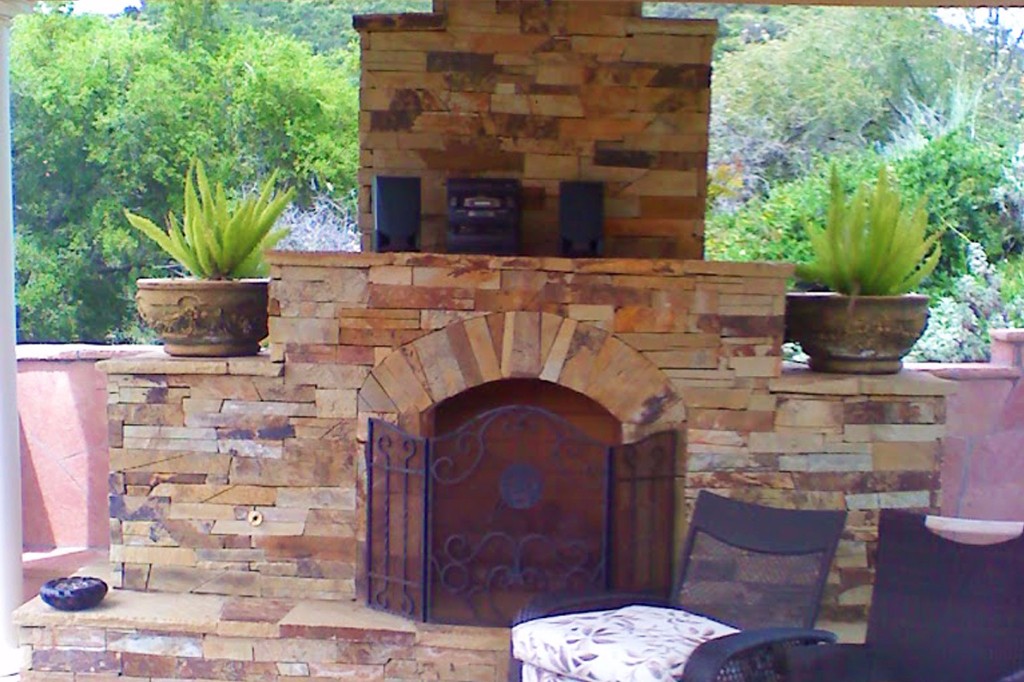 Detailed Stone Fireplace