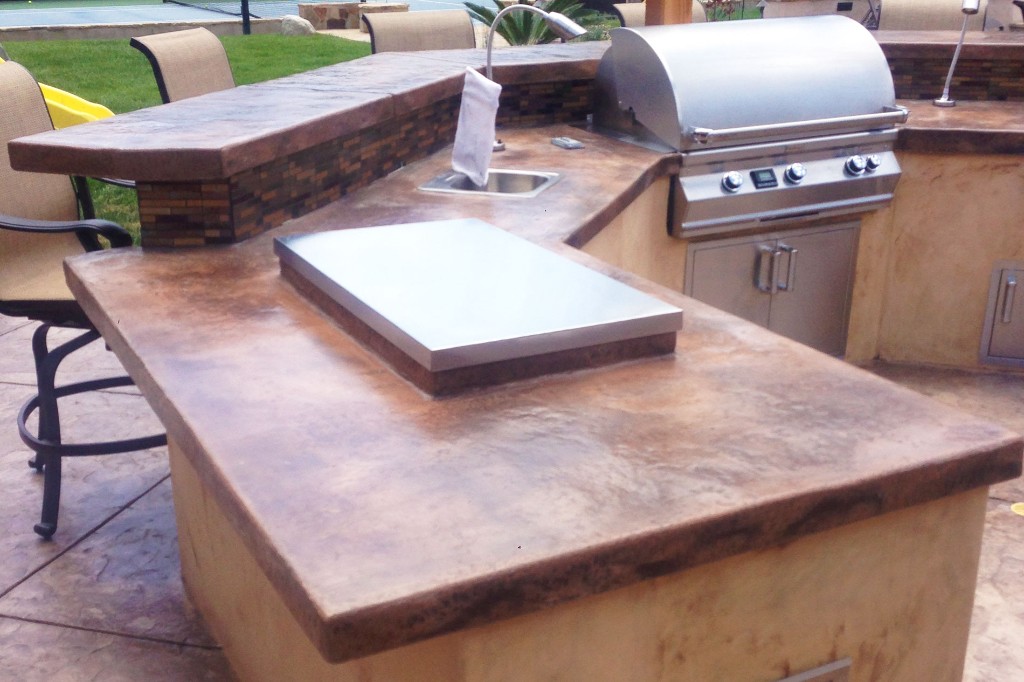 Backyard Custom Concrete Countertop Barbecue Setup Backyard Custom Concrete Countertop Barbecue Setup