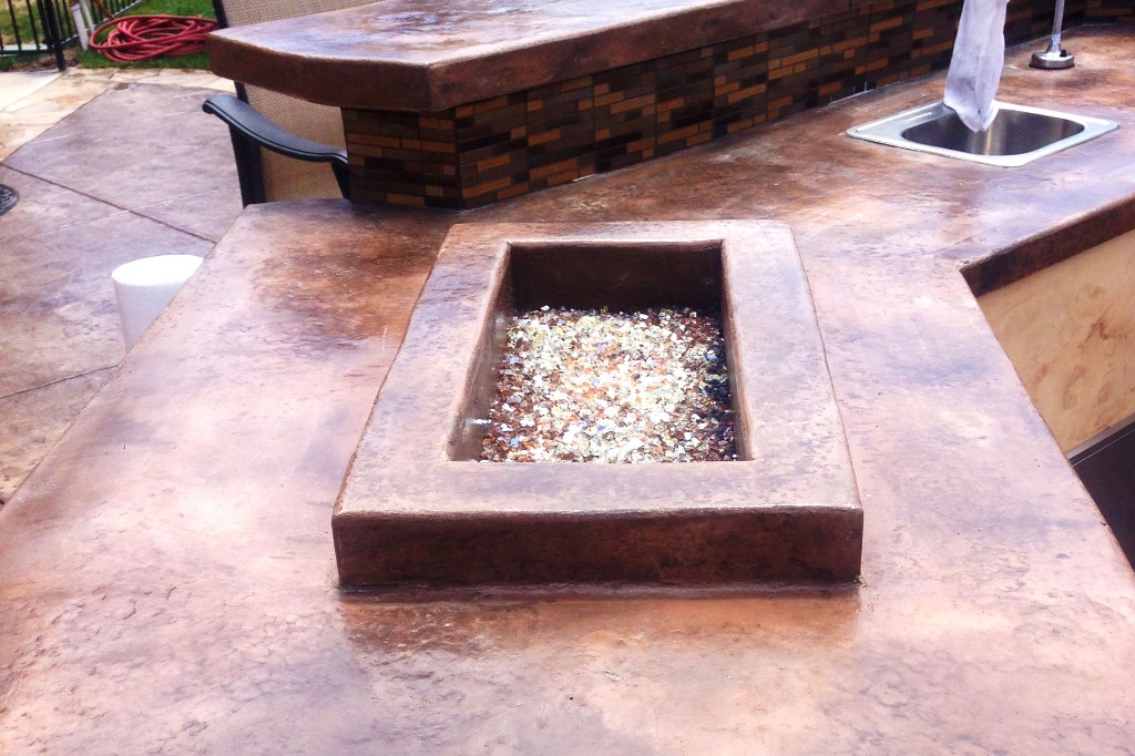 Backyard Concrete Countertop Fire Feature Backyard Concrete Countertop Fire Feature