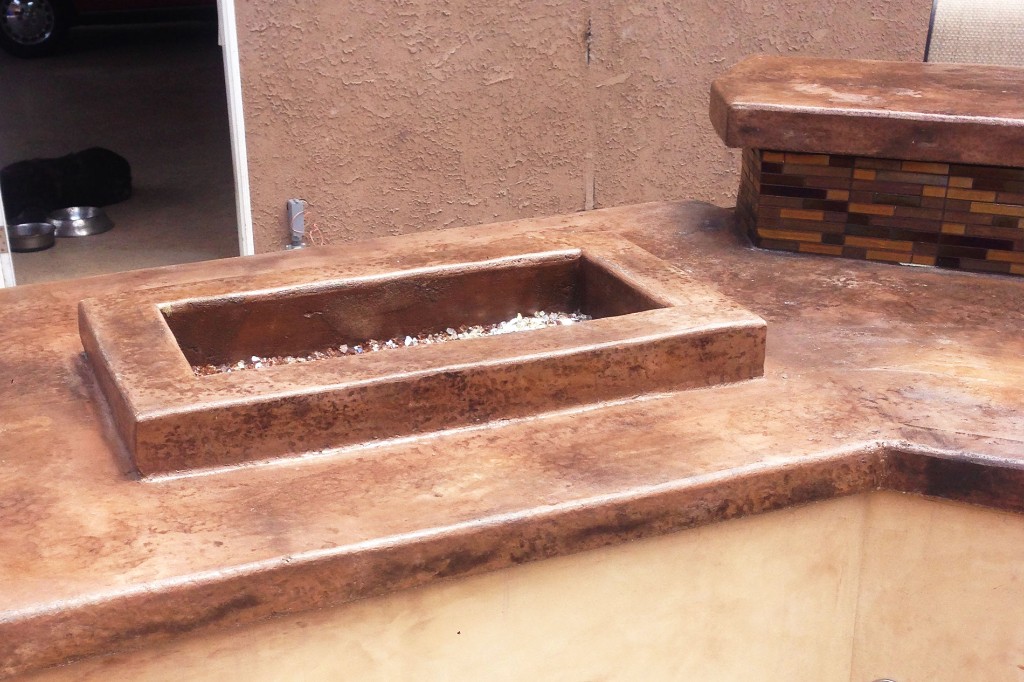 Concrete Countertop Fire Feature Backyard Concrete Countertop Fire Feature