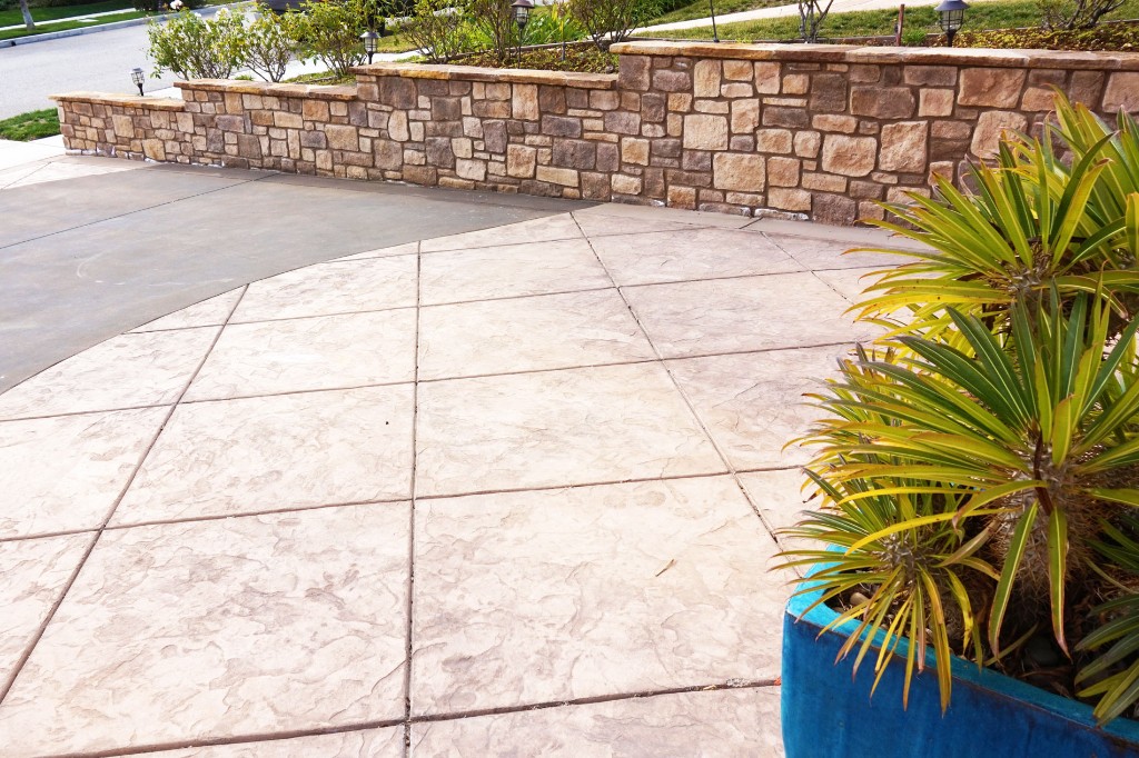 Stamped Concrete Driveway and Retaining Wall Stamped Concrete Driveway and Retaining Wall